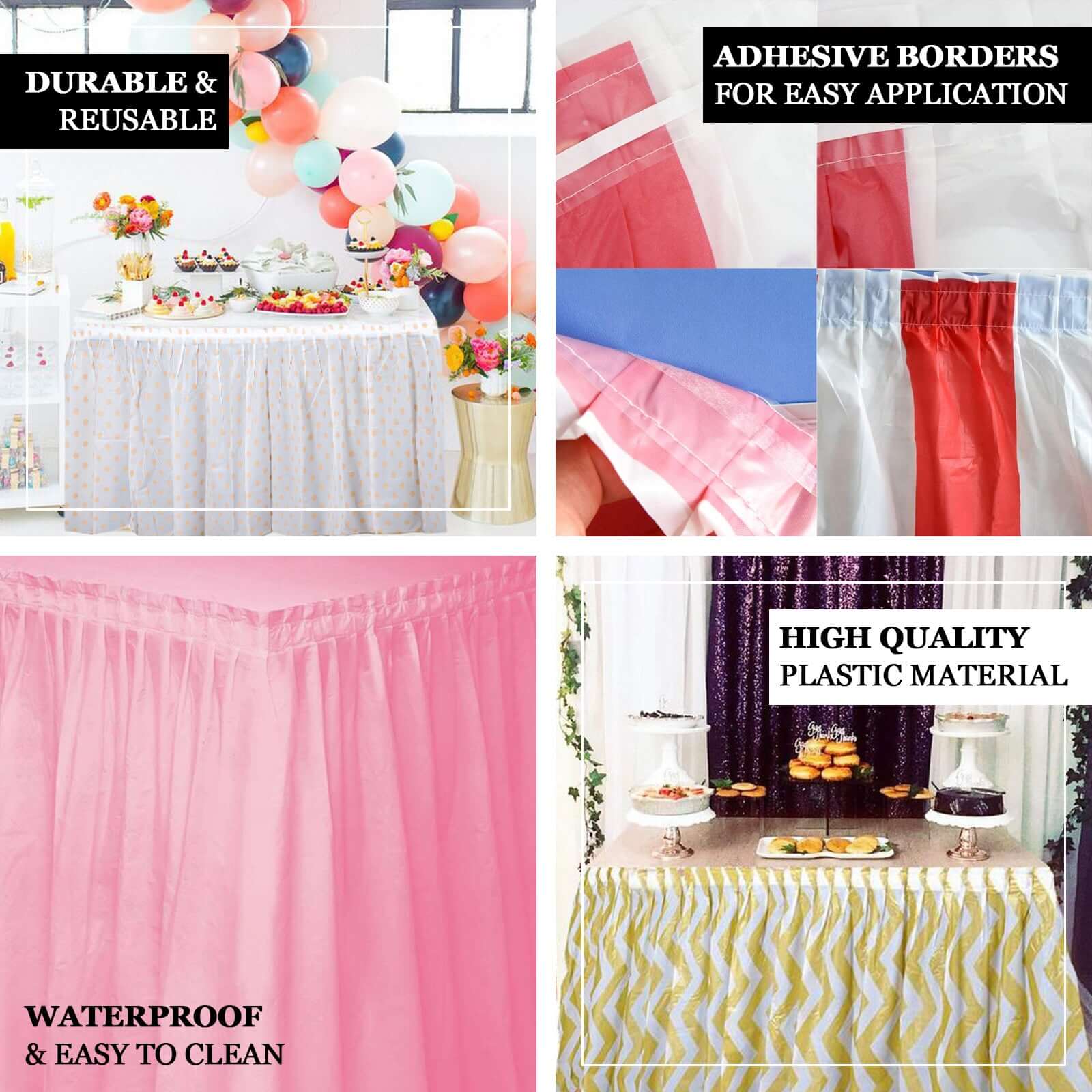 Plastic Table Skirt Black Ruffled - Durable Disposable Skirt for Events 14ft
