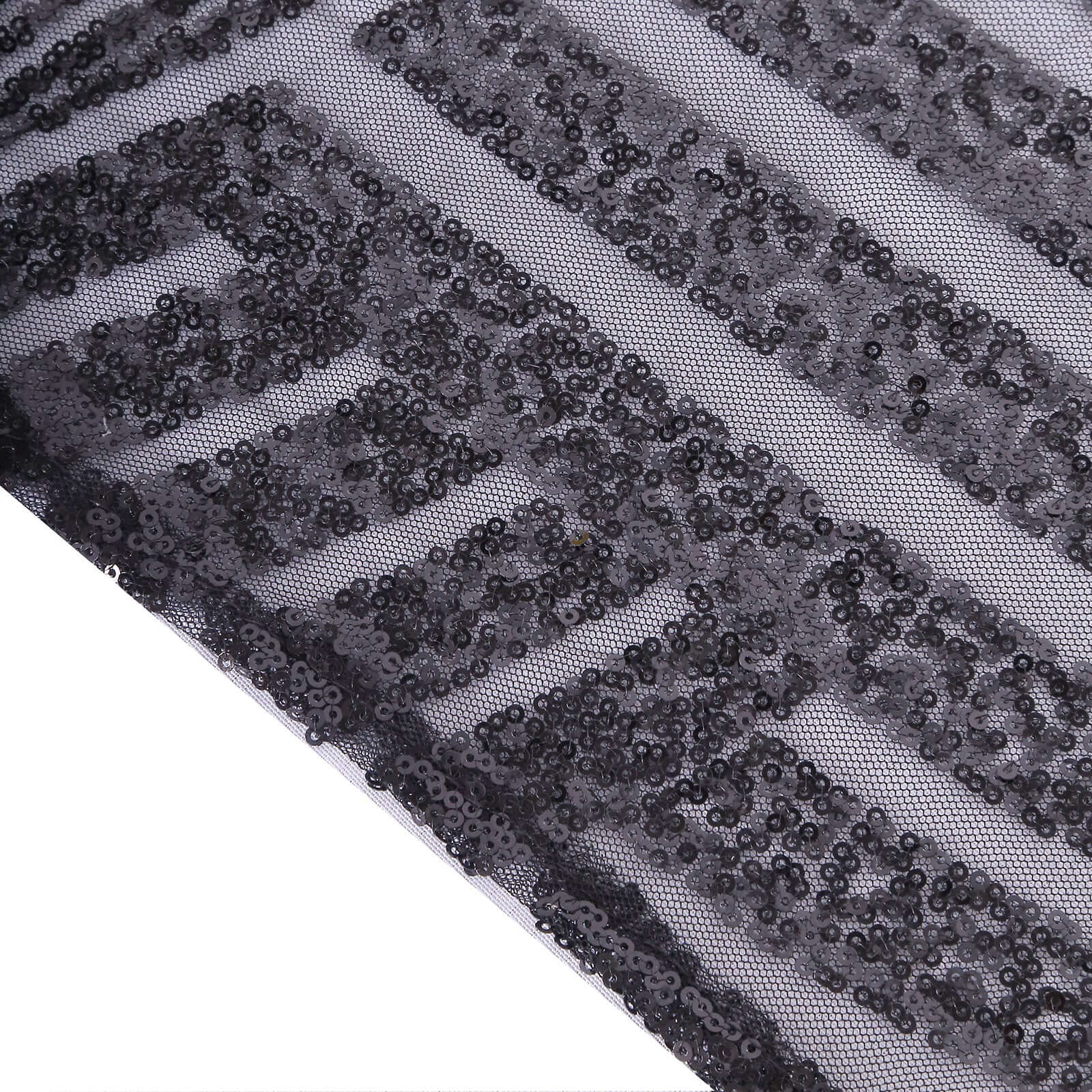 Sequin 72" Table Overlay Square Tablecloth Black - Diamond Glitz Table Cover