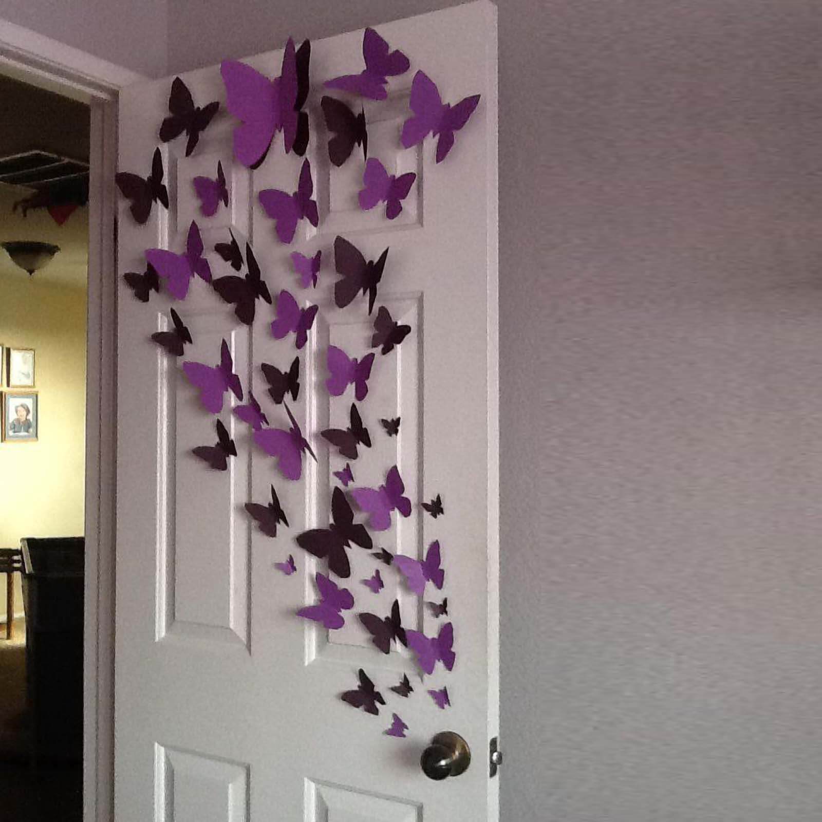 12-Pack 3D Butterfly Wall Decals, DIY Stickers Decorative Pink Collection Removable Design