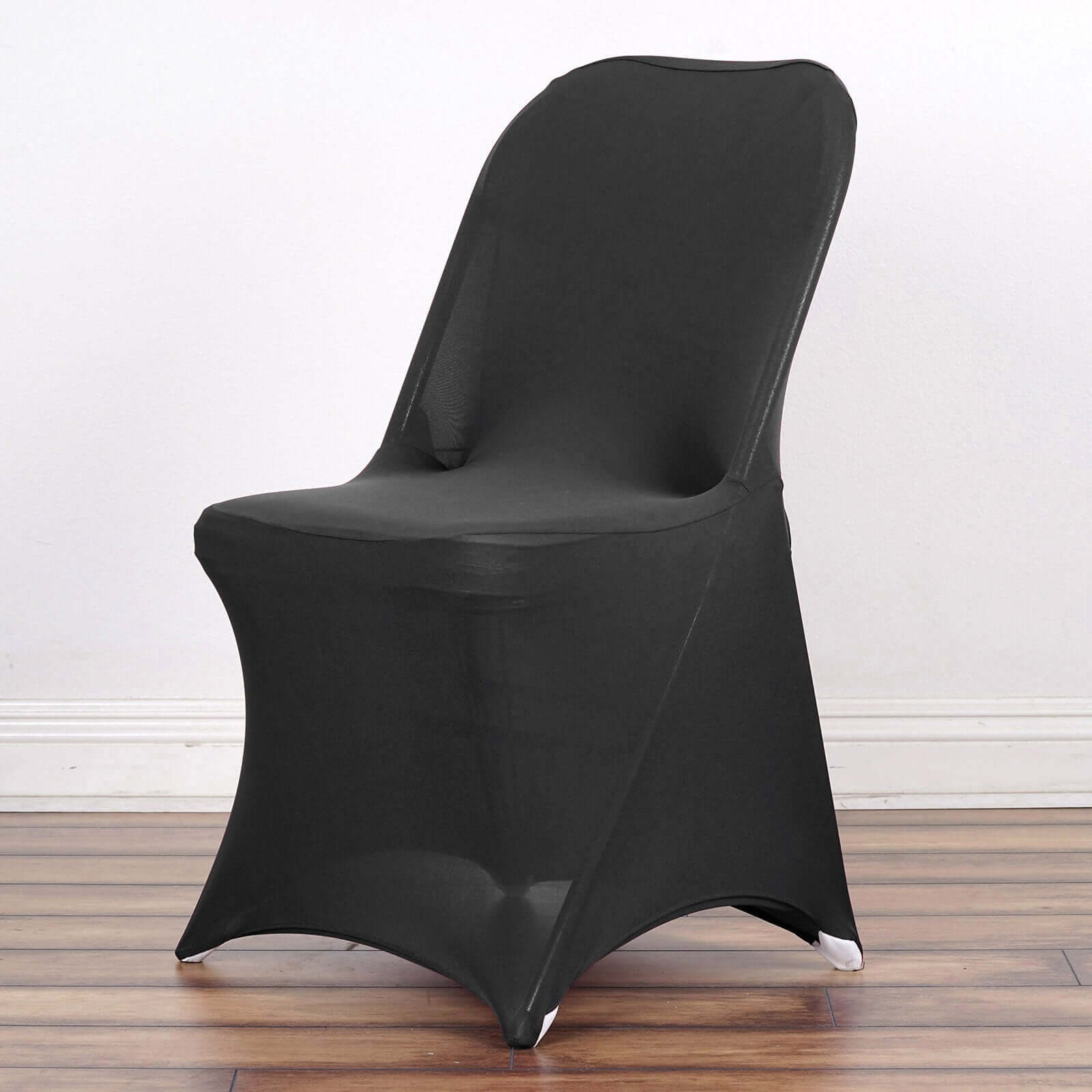 Stretch Spandex Chair Cover Black for Folding Chairs - Reusable & Wrinkle-Resistant 160GSM Fitted Slipcover for a Polished Look