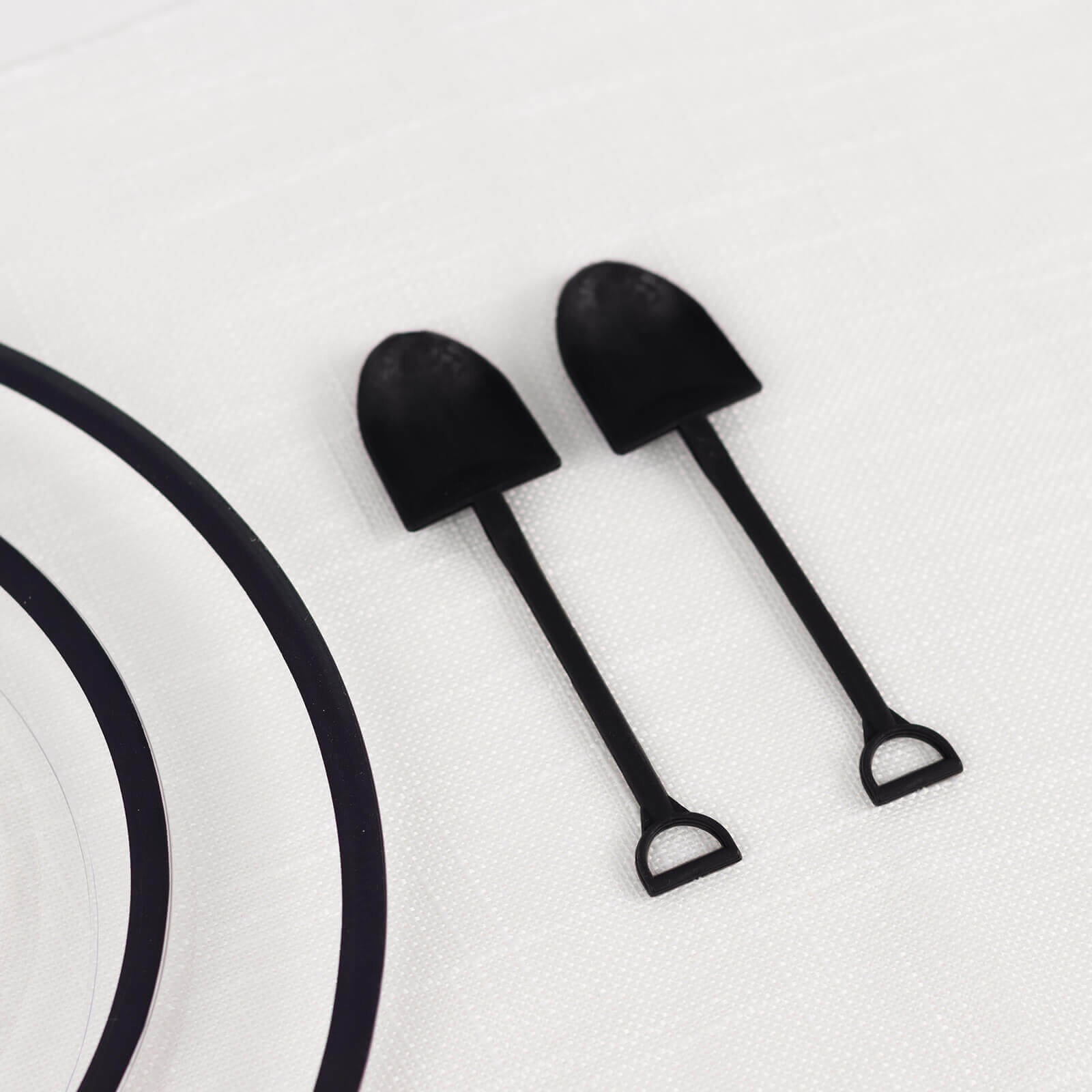 100-Pack Plastic Dessert Spoons with Mini Shovel Design Black - Disposable Ice Cream Spoons 4.5"