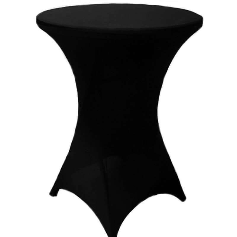 Spandex 24"-32" Round Cocktail Table Cover Black - Easy to Maintain Stretch Fitted Highboy Tablecloth for Stylish Events