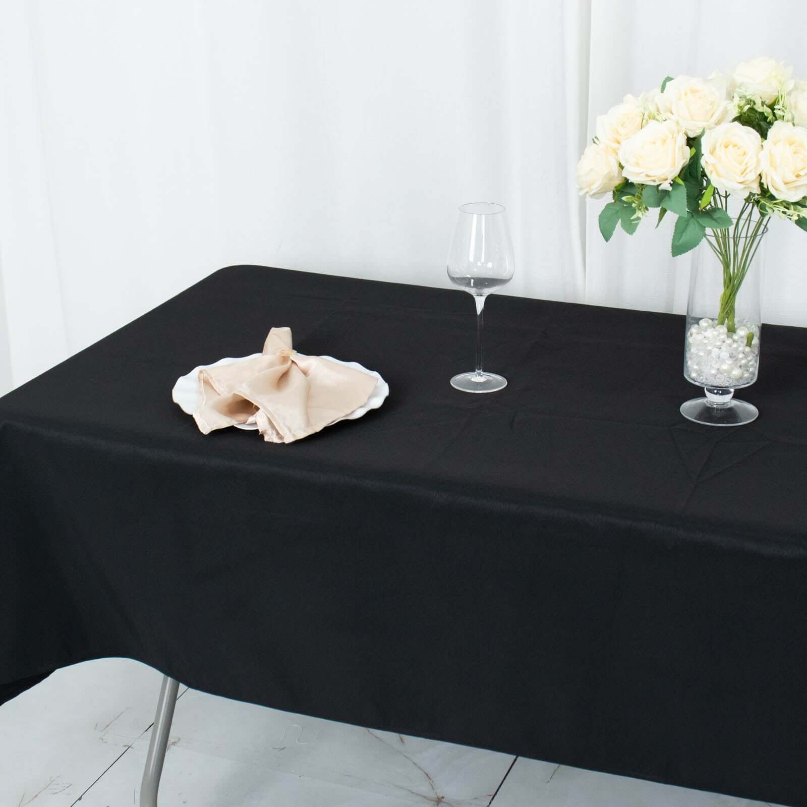 Premium Polyester 54"x96" Rectangle Tablecloth Black - Durable 220GSM Stain-Resistant Fabric Table Cover