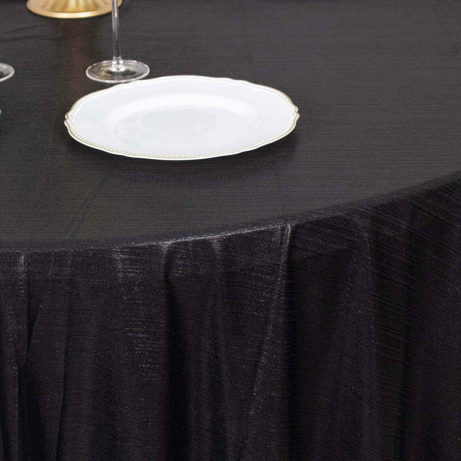 Sequin Dots Polyester Round 120" Tablecloth Black - Wrinkle Free & Sparkling Table Cover