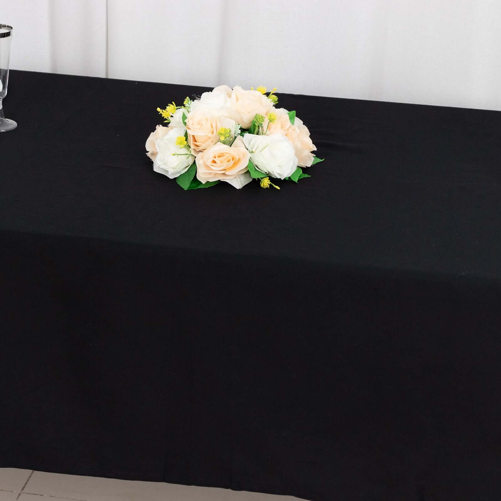100% Cotton 60"x102" Rectangle Tablecloth Black Linen - Soft & Breathable Table Cover