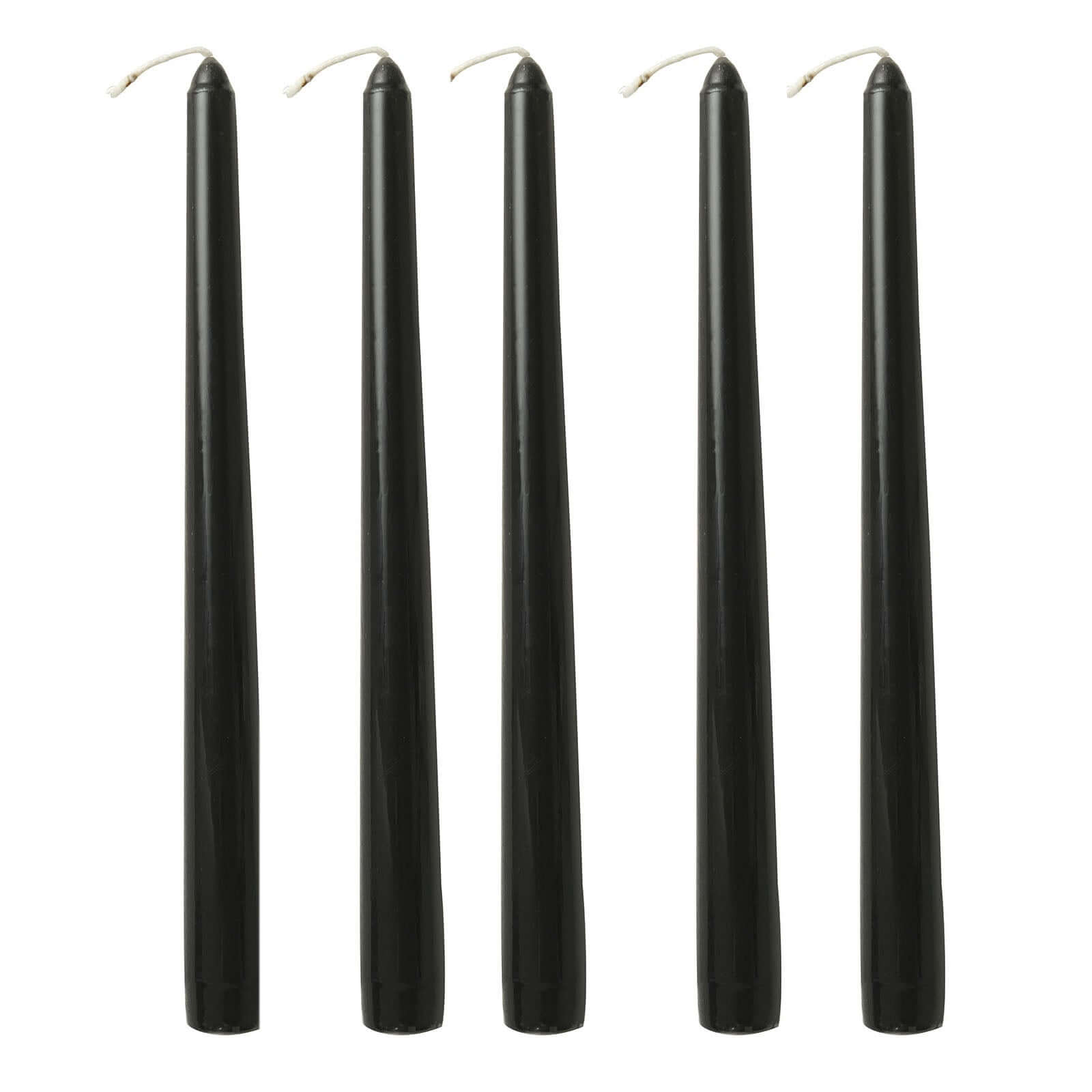 12-Pack Taper Candles Premium Wax Design Black - Unscented Candles for Upscale Settings 10"