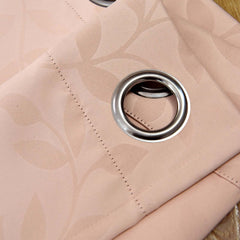 2 Pack Blush Embossed Thermal Blackout Curtain Panels, 52"x64" With Chrome Grommet Window Treatment