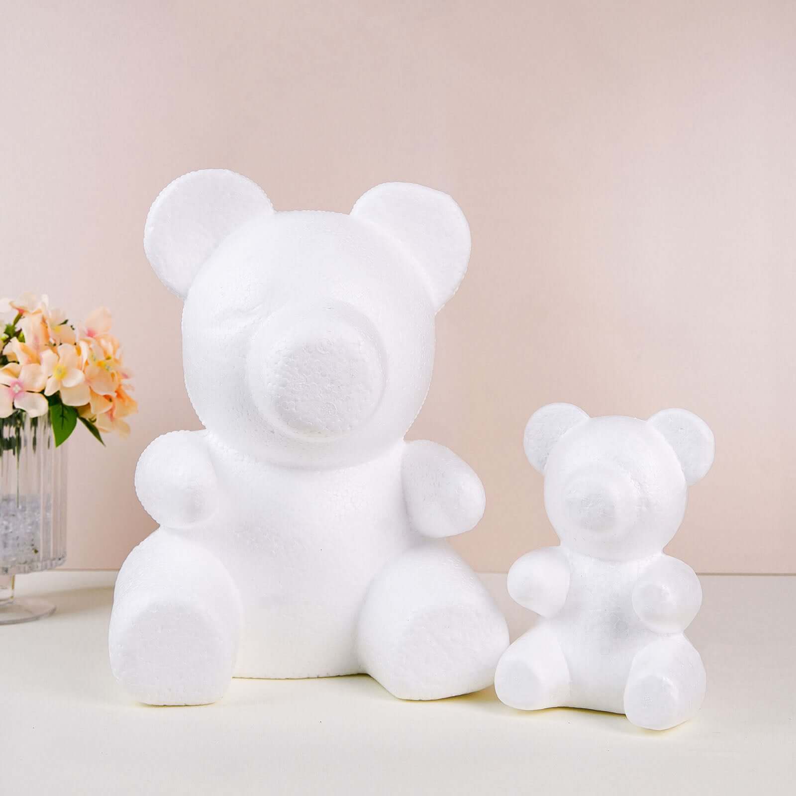 12" DIY White 3D Modeling StyroFoam Bear, Polystyrene Craft Foam Animal