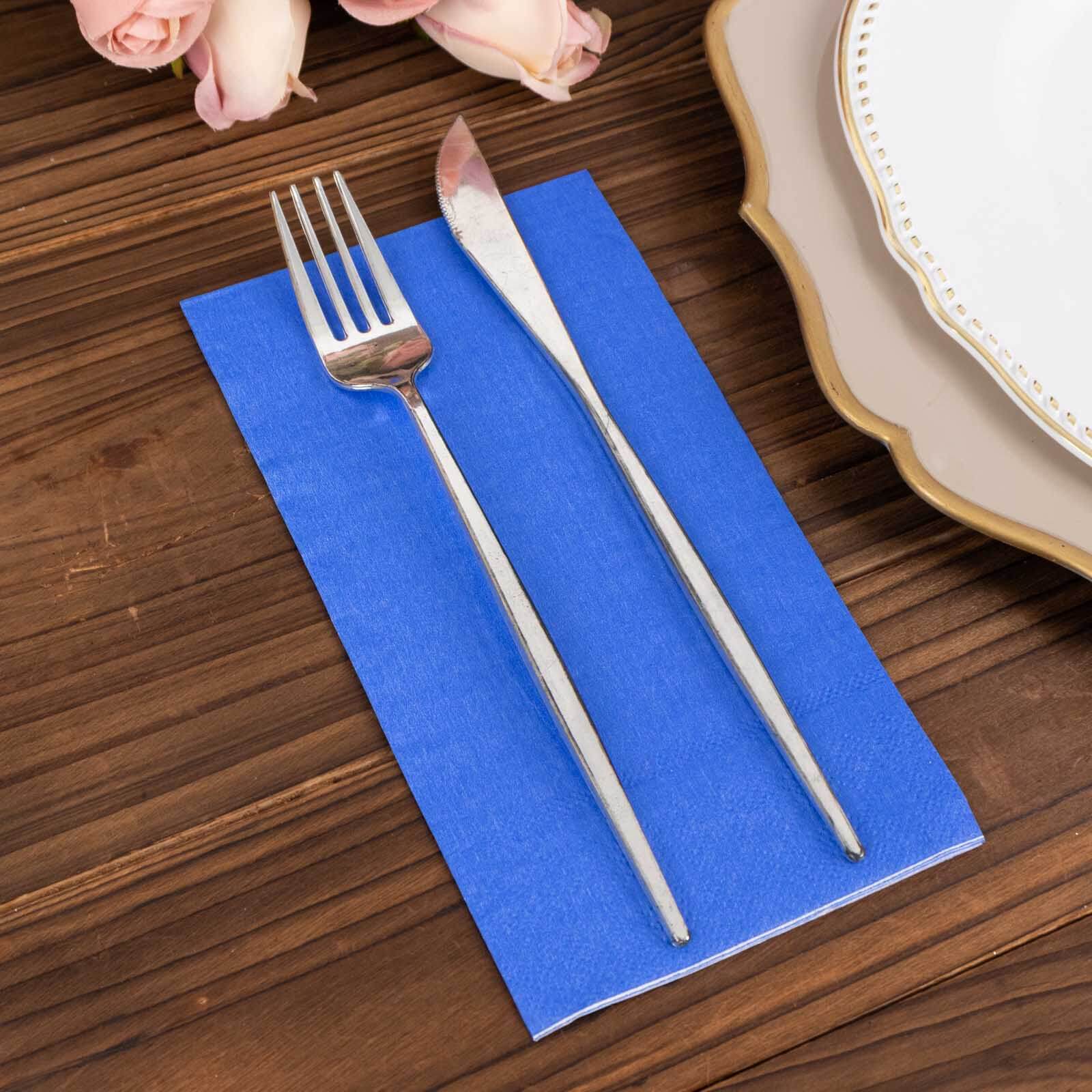 50-Pack Paper Napkins Soft Royal Blue - Disposable 2-Ply Cocktail and Beverage Napkins for Weddings