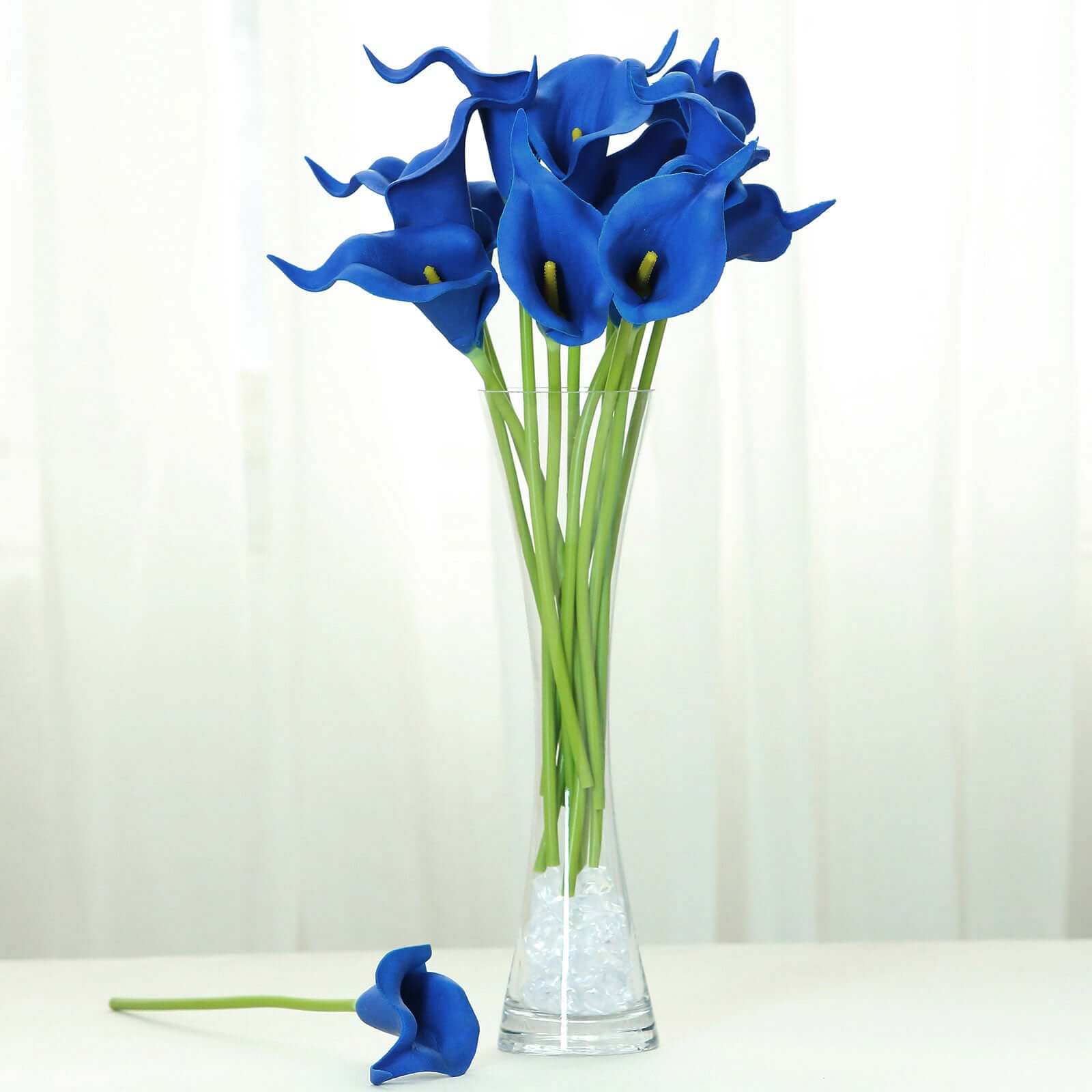 20 Stems 14" Royal Blue Artificial Poly Foam Calla Lily Flowers