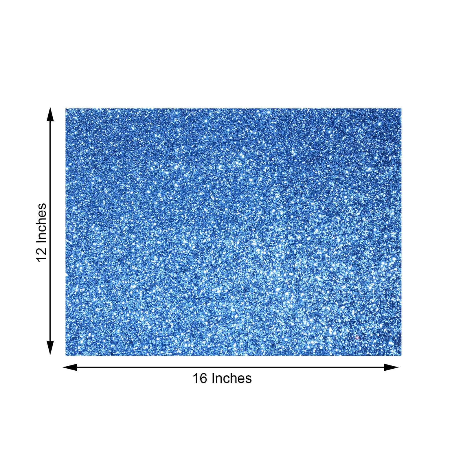 6-Pack Placemats Glitter Design Royal Blue Sparkle Rectangle - Non-Slip Decorative Dining Table Mats 12"x18"