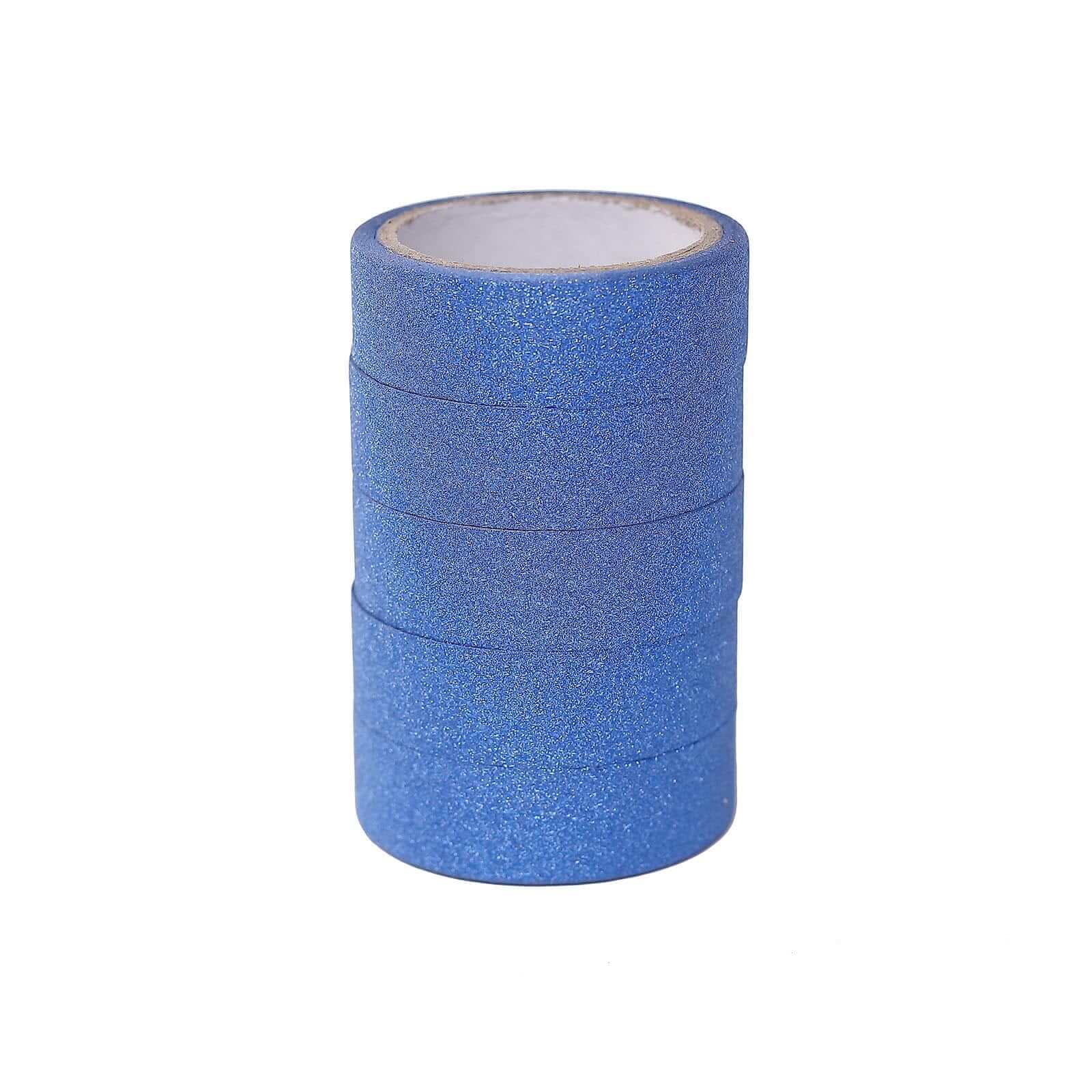 5 Pack 0.5"x5 Yards Royal Blue Washi DIY Craft Glitter Tape