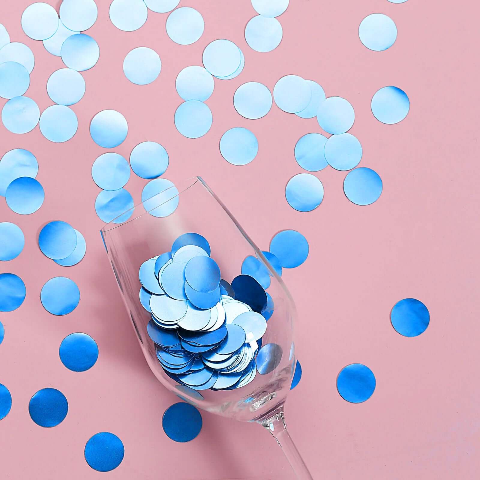 Metallic Round Party Confetti 18G Bag Dusty Blue Foil, Balloon Table Confetti Glitter Dots for Festive Weddings Baby Bridal Showers & Events