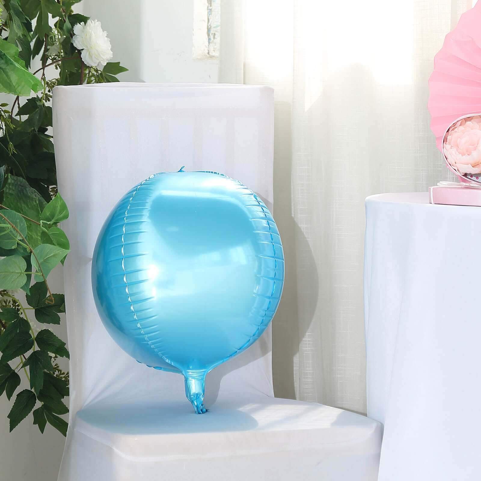 2 Pack 12" 4D Metallic Blue Sphere Mylar Foil Helium or Air Balloons