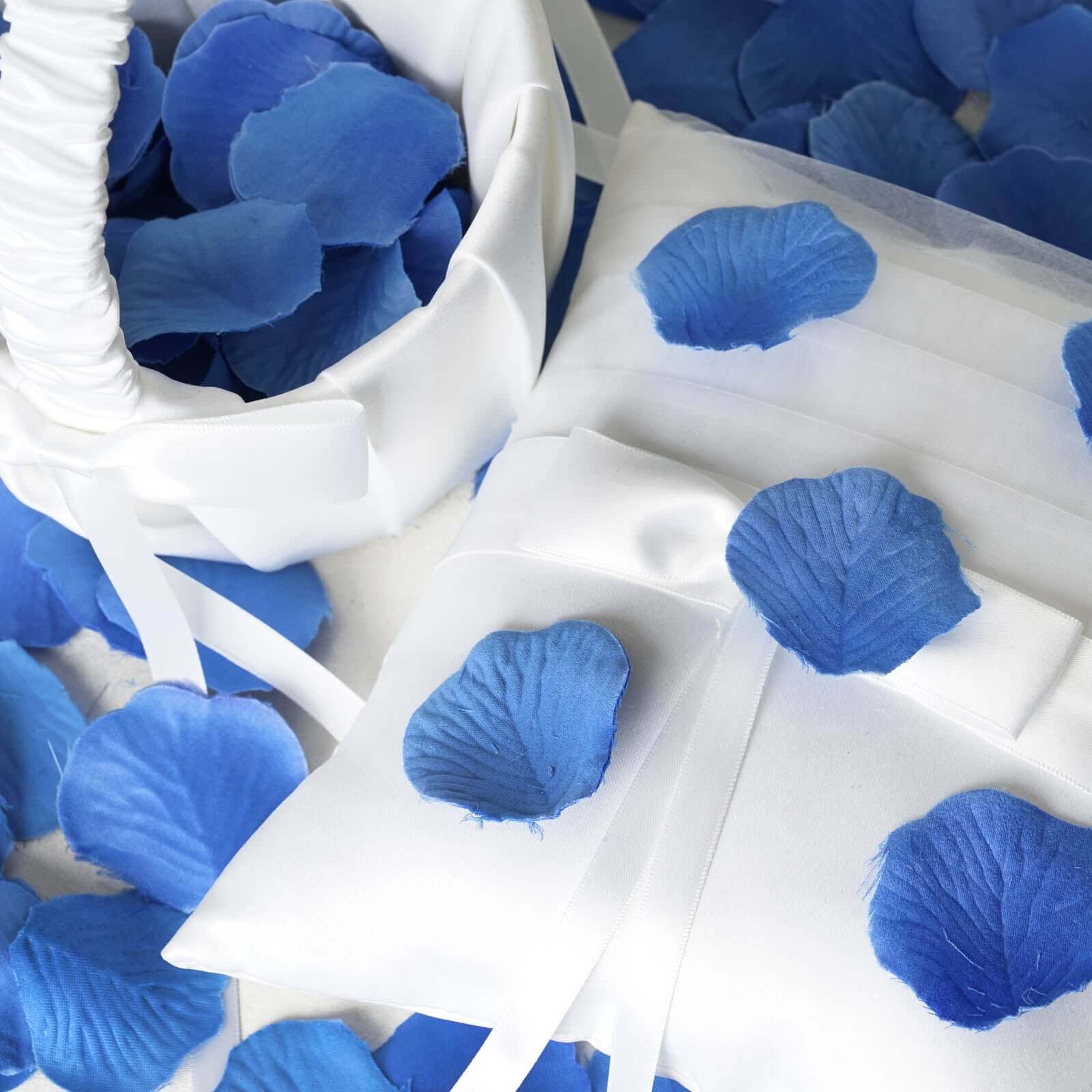 500-Pack Rose Petals Round Design Royal Blue Silk Confetti - Decorative Scatters for Tables and Floors