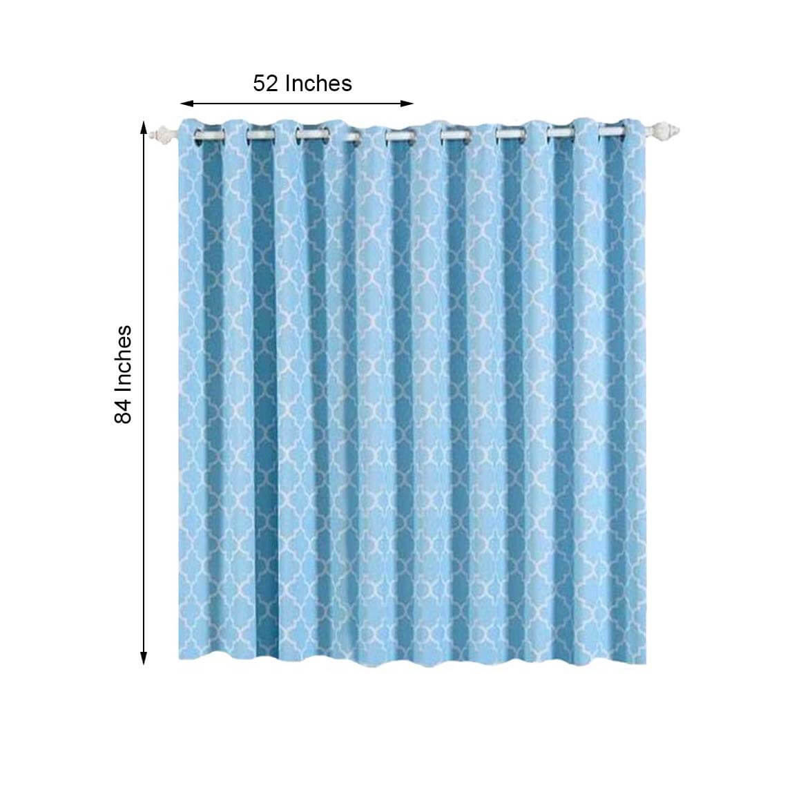 2 Pack Blue White Room Darkening Noise Canceling Curtain Panels With Grommet, Trellis Curtains 52"x84" - Clearance SALE