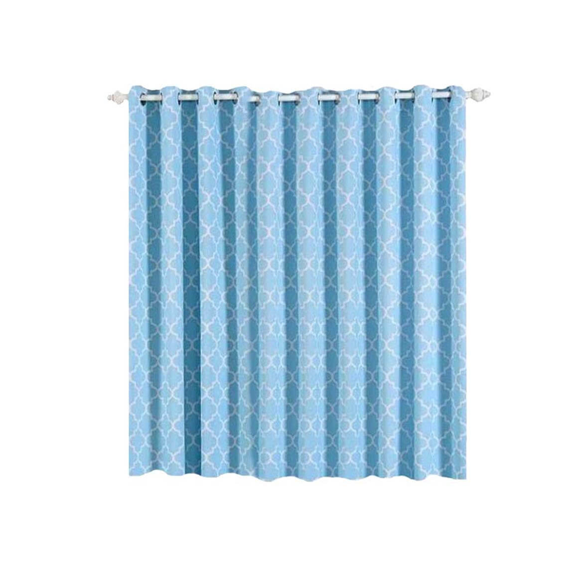 2 Pack Blue White Room Darkening Noise Canceling Curtain Panels With Grommet, Trellis Curtains 52"x84" - Clearance SALE