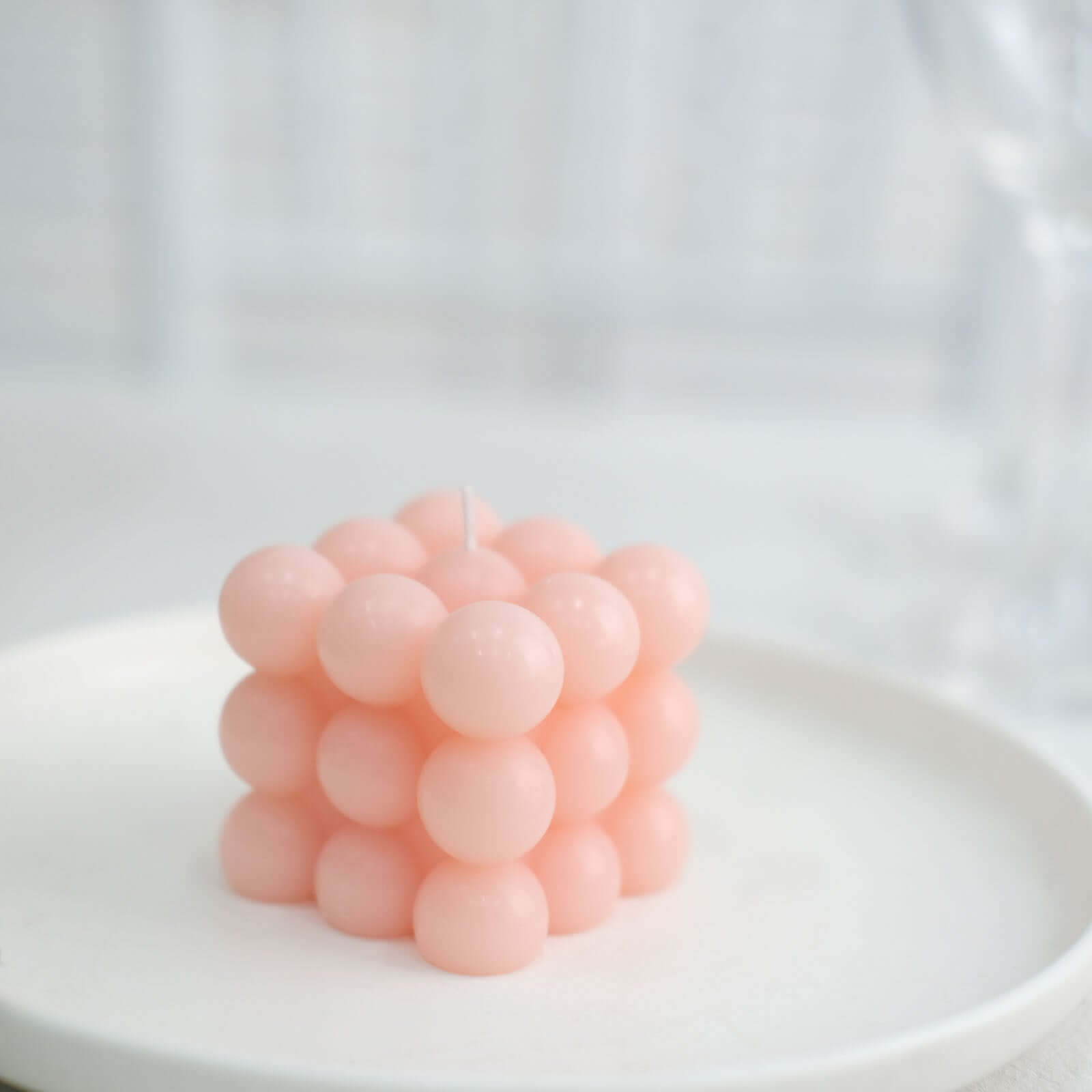 2-Pack Decorative Paraffin Wax Candles Bubble Cube Design Blush - Unscented Long Burning Pillar Candle Set 2"