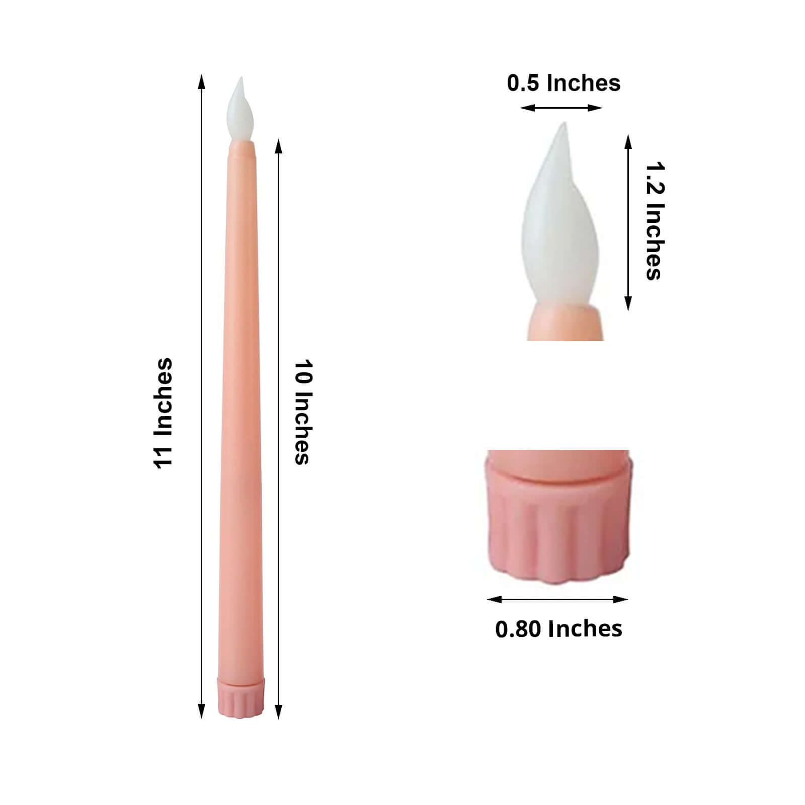 3-Pack LED Decorative Lighting Warm Flickering Blush - Flameless Taper Candles 11"