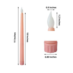 3-Pack LED Decorative Lighting Warm Flickering Blush - Flameless Taper Candles 11"