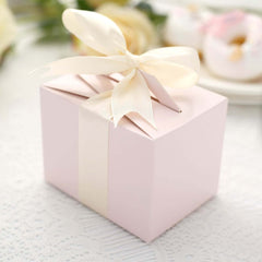 100 Pack 4"x3"x3" Blush Tote Party Favor Candy Gift Boxes