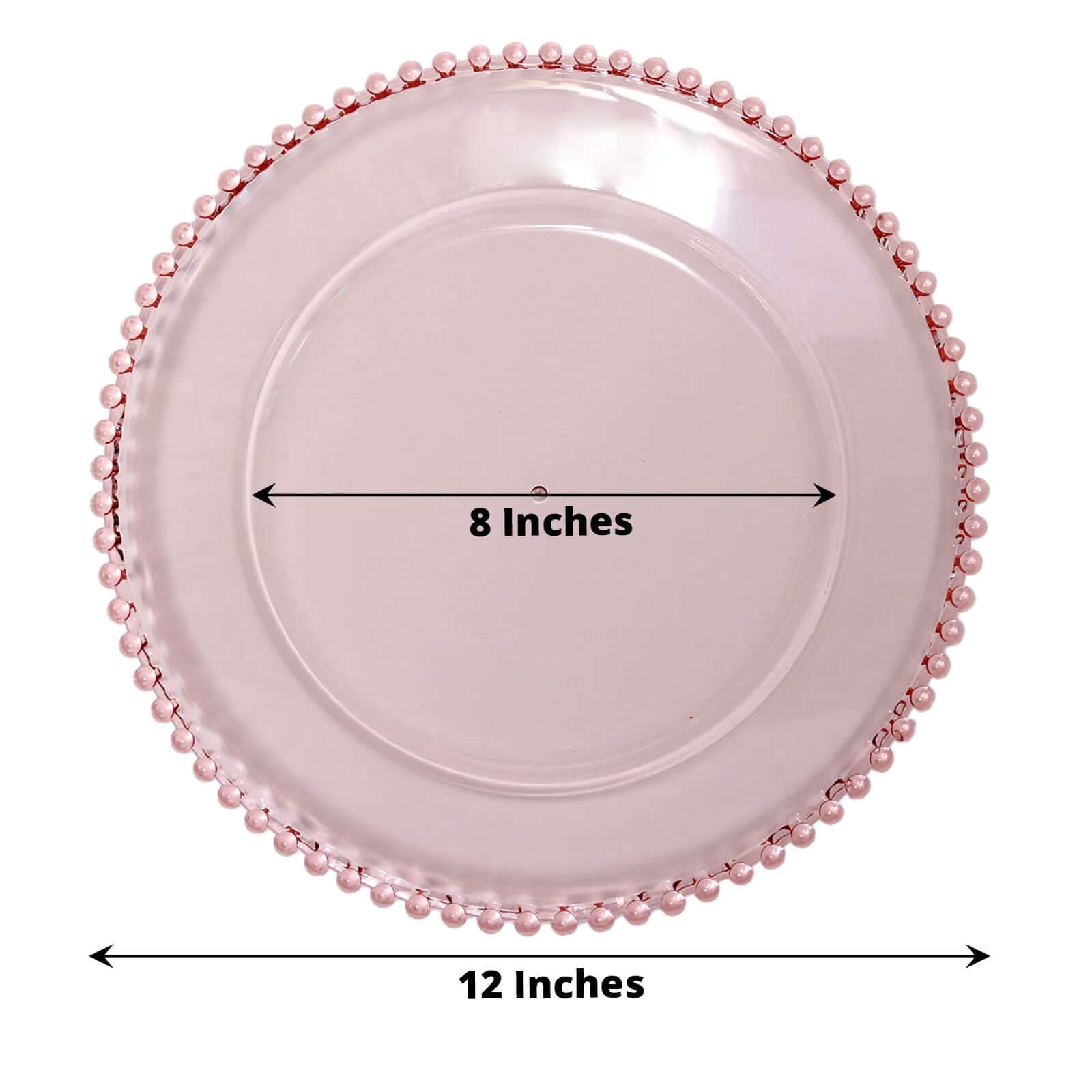 6-Pack Acrylic Round Charger Plates 13" in Transparent Blush with Beaded Rim, Decorative Dinner Party Serving Plates