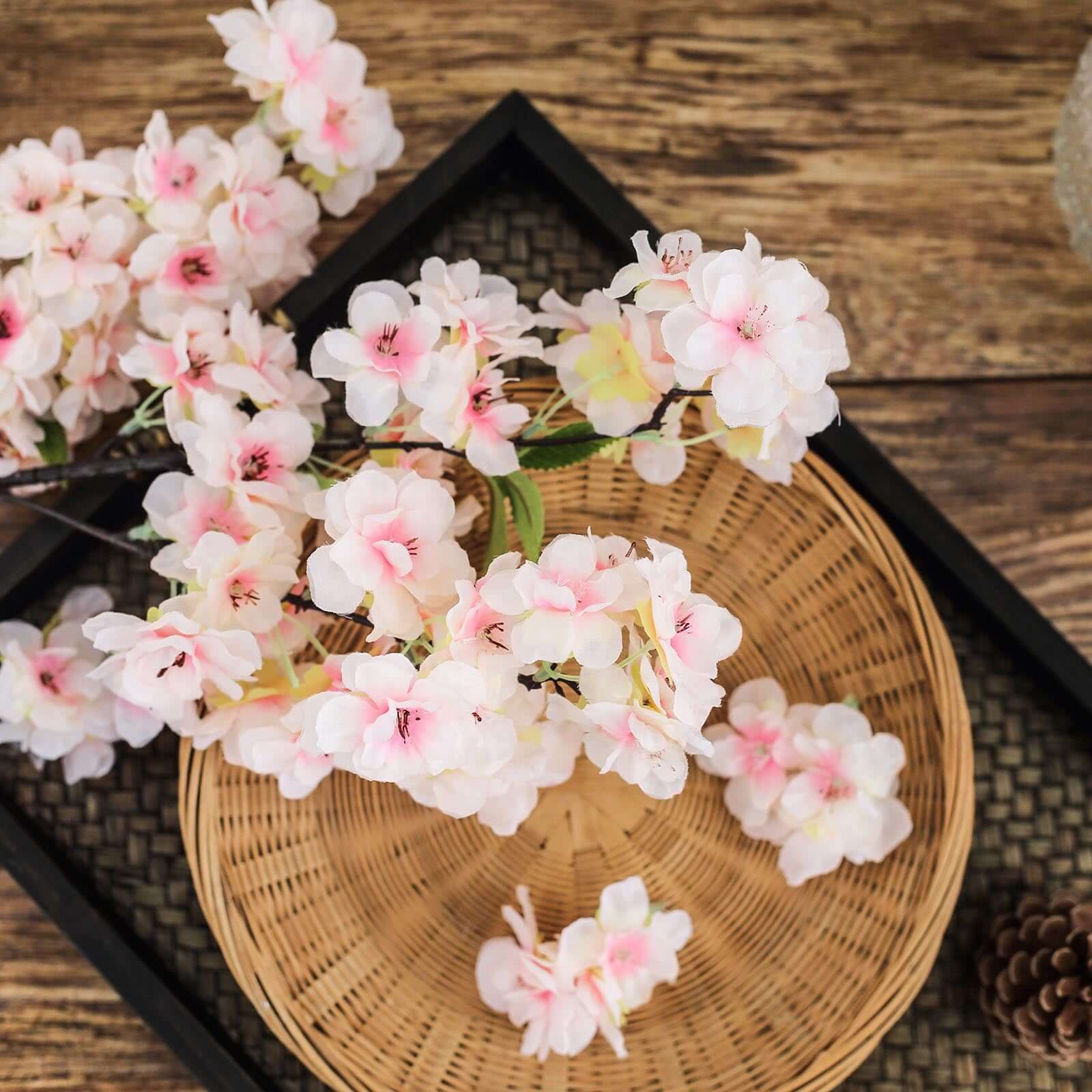 4 Bushes 40" Tall Blush Artificial Silk Cherry Blossom Flowers