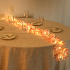 20 LED Garland Fairy String Lights Cherry Blossom Design Blush Warm White - Battery Operated Party Décor 6ft