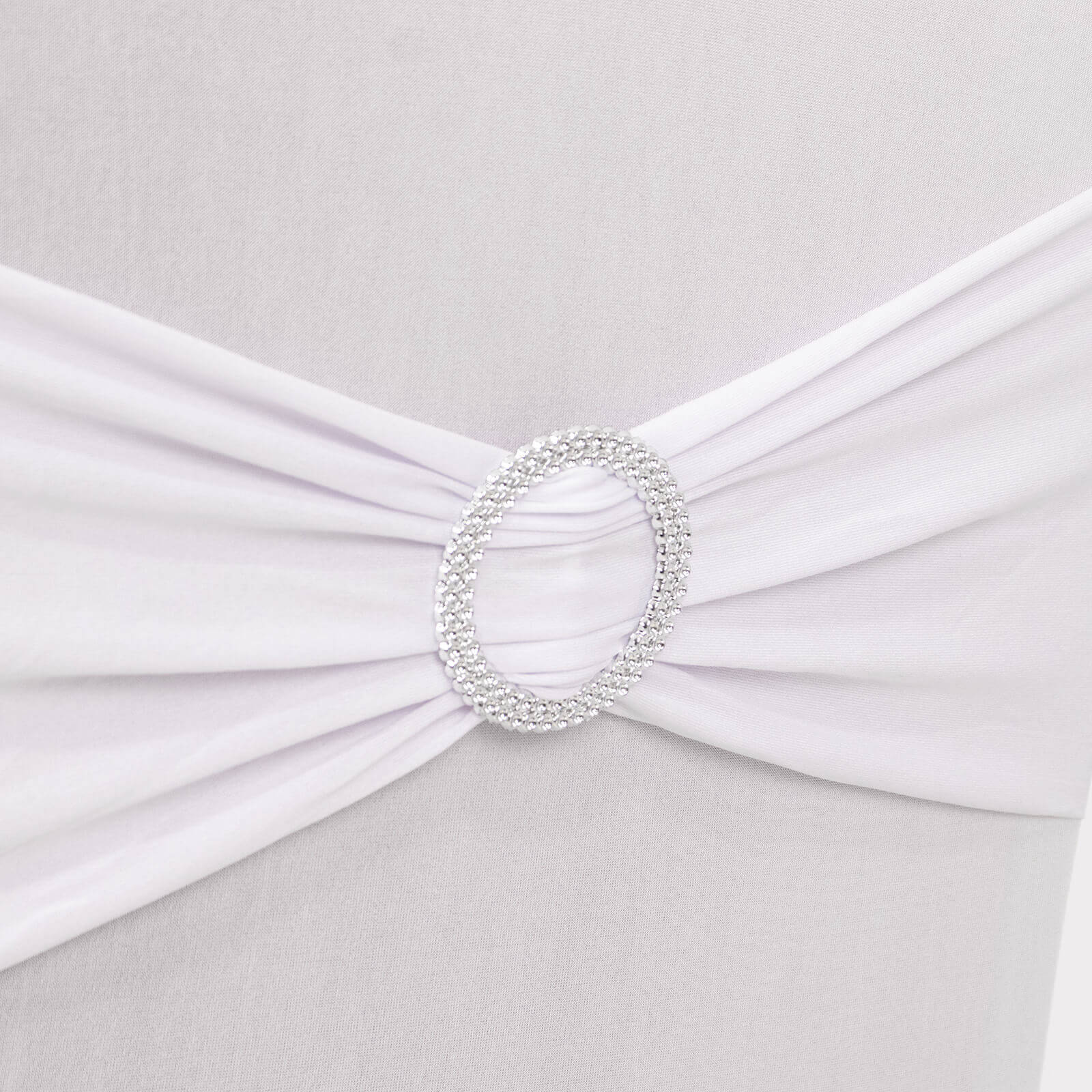 Spandex Chair Cover with White Rhinestone Buckled Sash Band Blush - Stylish Stretch Fitted Slipcover for Banquets & Events