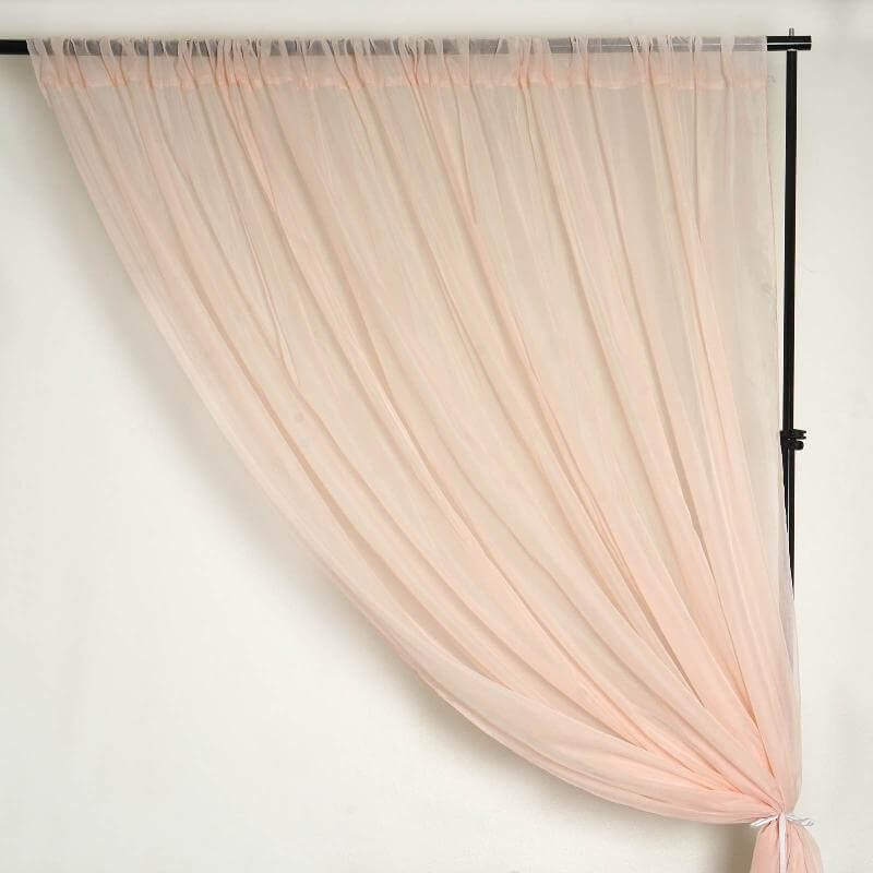 2 Pack Blush Sheer Chiffon Event Curtain Drapes, Durable Flame Resistant Premium Organza Backdrop Event Panels With Rod Pockets - 10ftx10ft