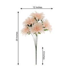2 Bouquets 20" Blush Artificial Silk Dahlia Flower Bushes