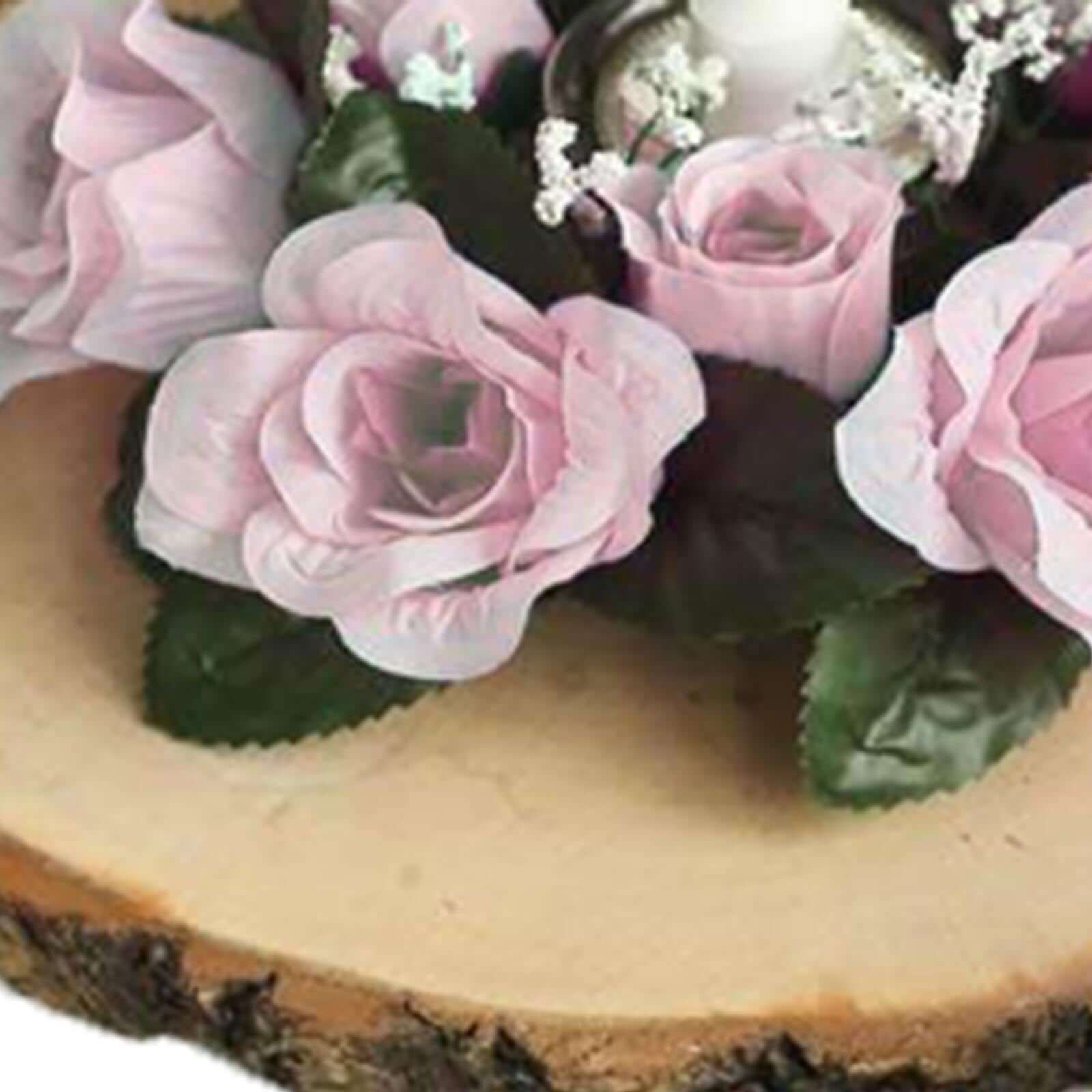 4 Pack 3" Blush Artificial Silk Rose Flower Candle Ring Wreaths