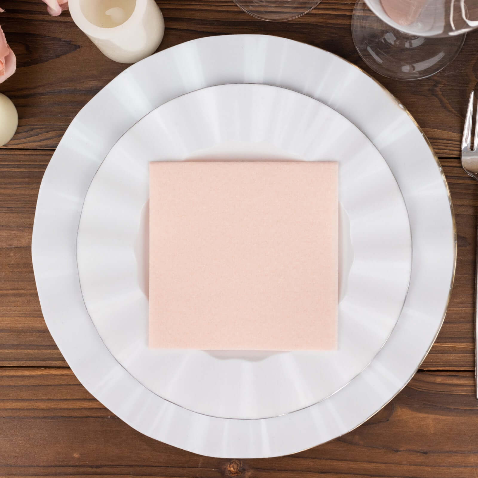 20-Pack Paper Linen-Like Cocktail Napkins Blush - Disposable 5"x5" Airlaid Soft Napkins
