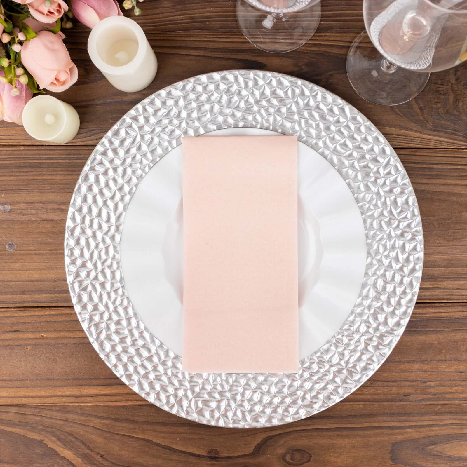 20-Pack Paper Linen-Like Napkins Blush - Disposable Hygienic Airlaid Guest Towels 8.5"x4"
