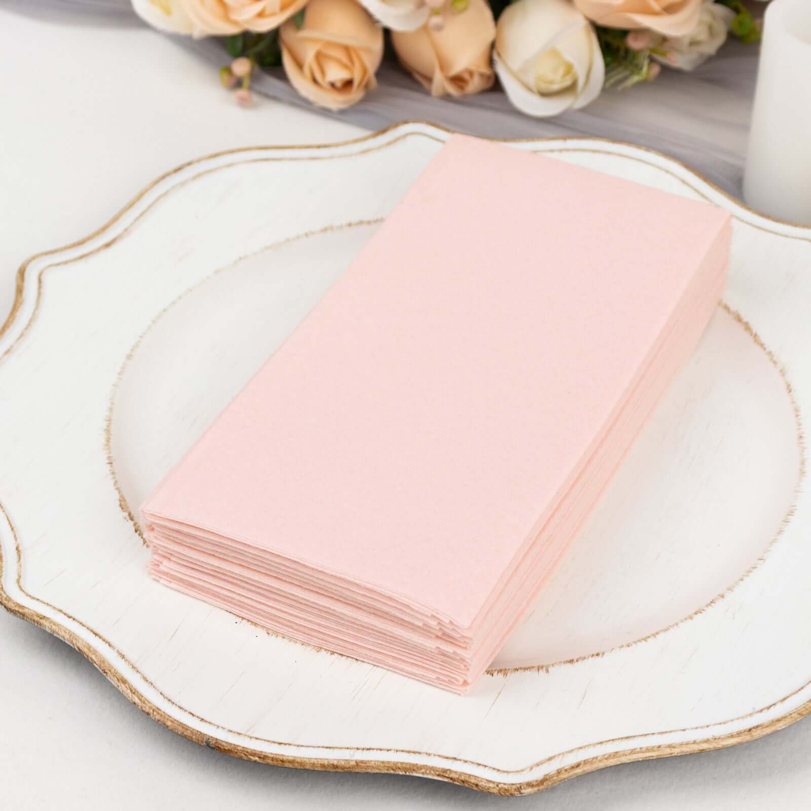 20-Pack Paper Linen-Like Napkins Blush - Disposable Hygienic Airlaid Guest Towels 8.5"x4"