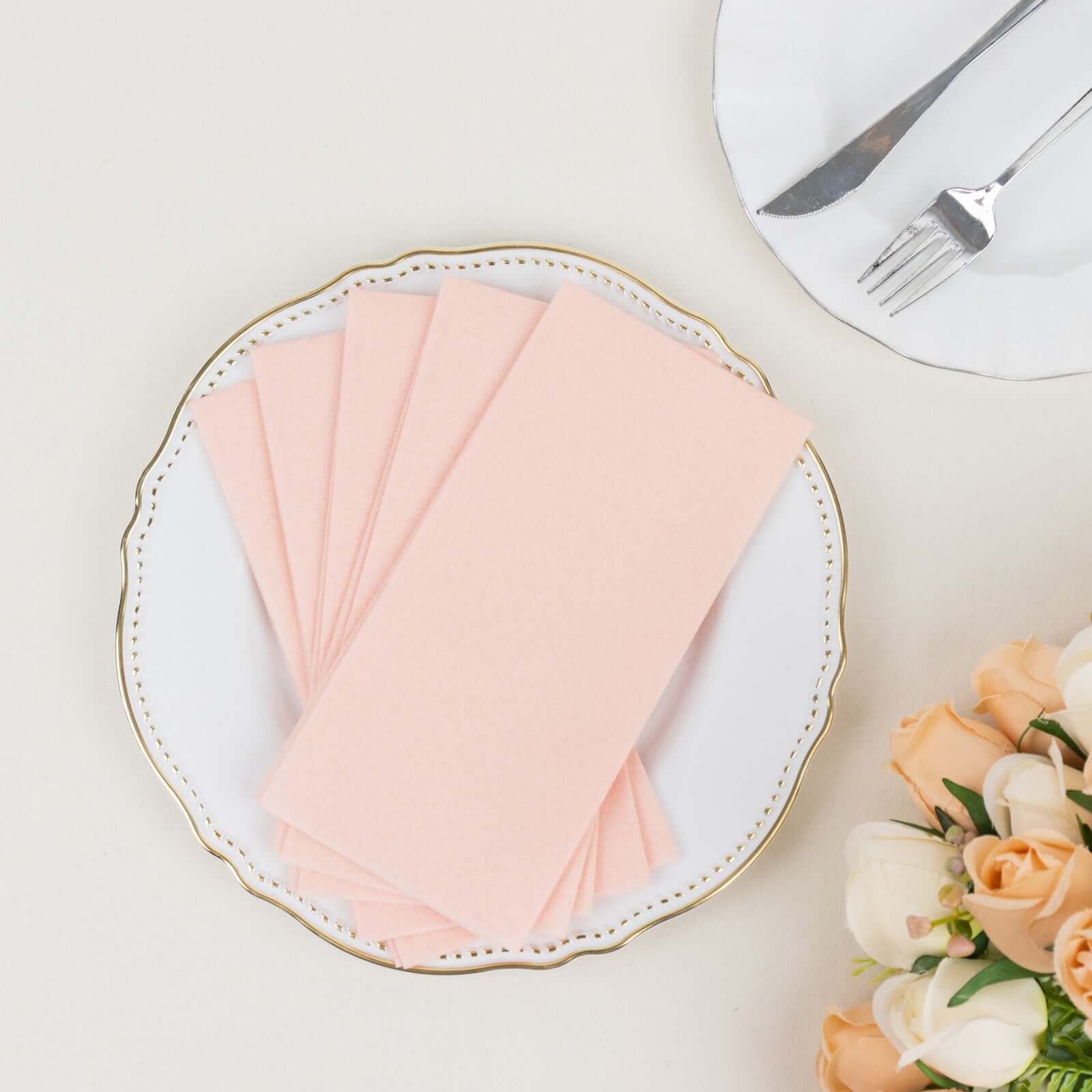 20-Pack Paper Linen-Like Napkins Blush - Disposable Hygienic Airlaid Guest Towels 8.5"x4"
