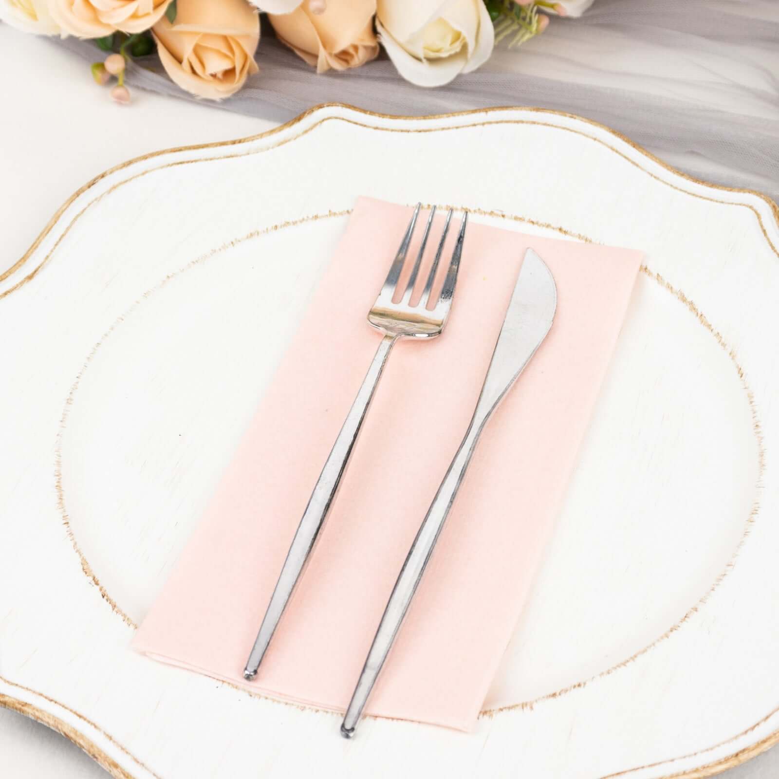 20-Pack Paper Linen-Like Napkins Blush - Disposable Hygienic Airlaid Guest Towels 8.5"x4"
