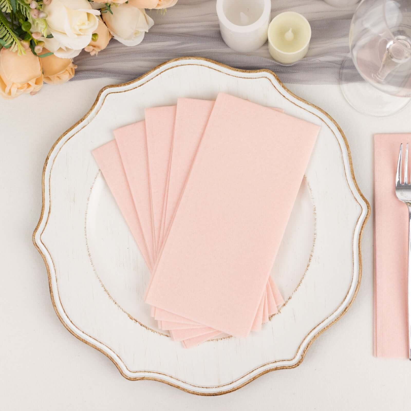 20-Pack Paper Linen-Like Napkins Blush - Disposable Hygienic Airlaid Guest Towels 8.5"x4"