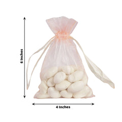 10 Pack 4"x6" Blush Organza Drawstring Wedding Party Favor Gift Bags