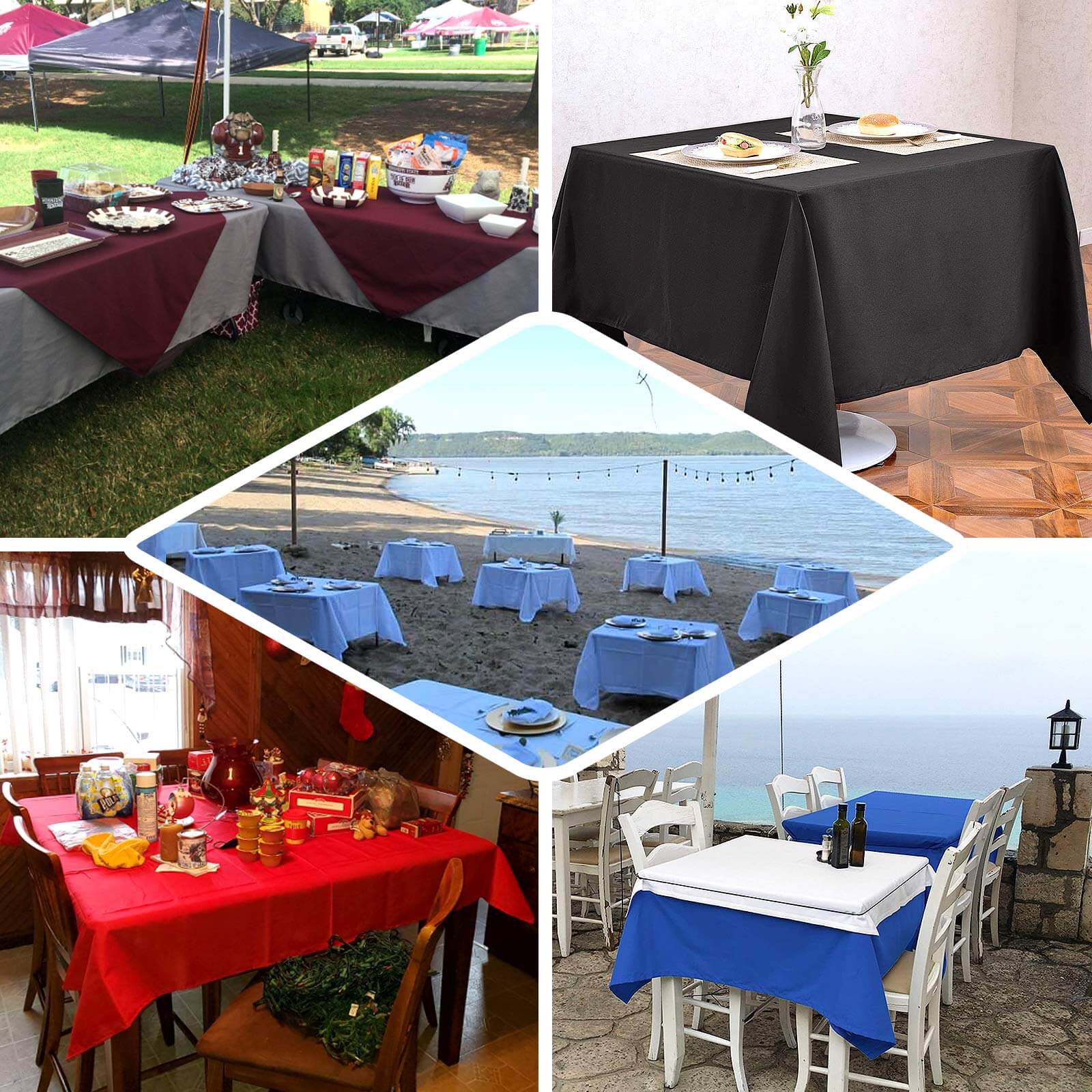 Polyester Square 70"x70" Tablecloth Blush - Wrinkle-Resistant & Durable Table Cover