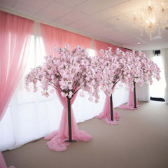 Silk Artificial Cherry Blossom Tree Blush - Realistic Faux Indoor Sakura Flowers Wishing Tree with Detachable Metal Base for Gardens Parties & Receptions 5ft