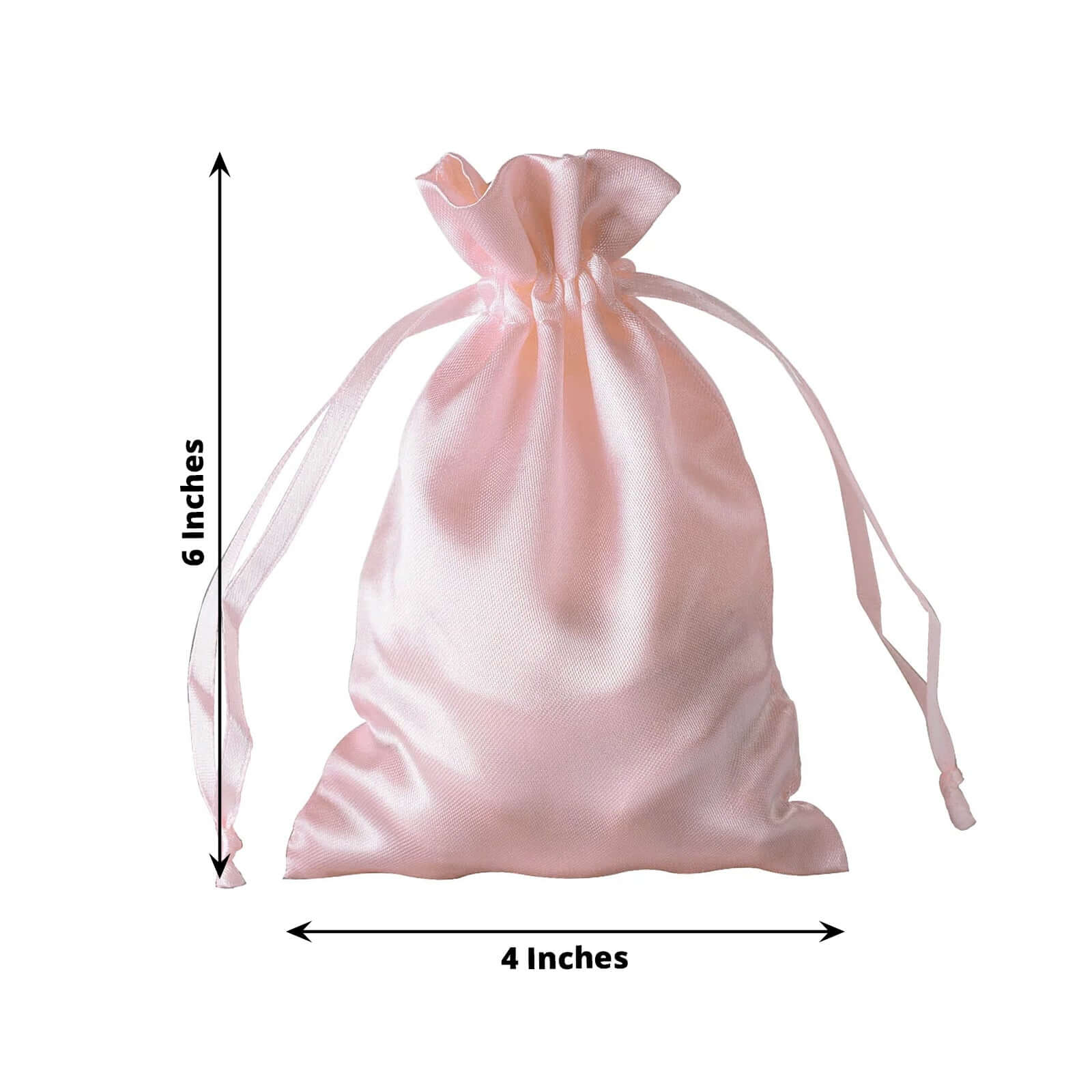 12 Pack 4"x6" Blush Satin Drawstring Wedding Party Favor Gift Bags