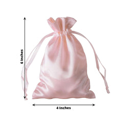 12 Pack 4"x6" Blush Satin Drawstring Wedding Party Favor Gift Bags
