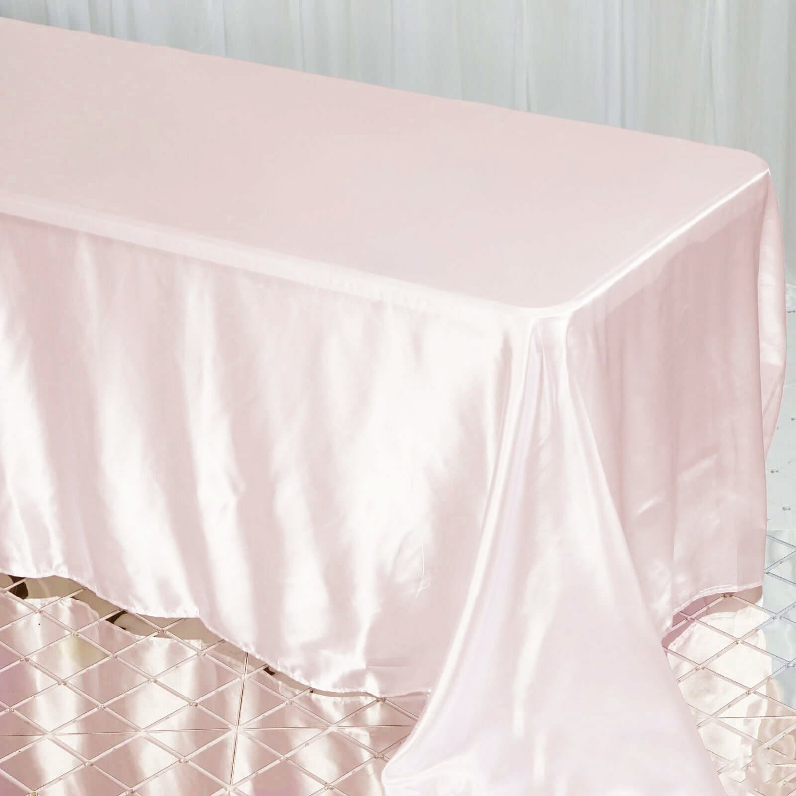 Satin Rectangular 90"x132" Tablecloth Blush Satin - Seamless Table Cover