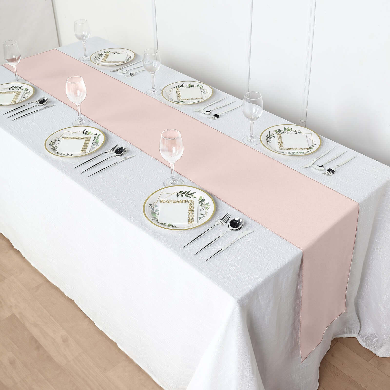 Polyester 12"x108" Table Runner Blush - Durable & Wrinkle-Resistant Table Decor