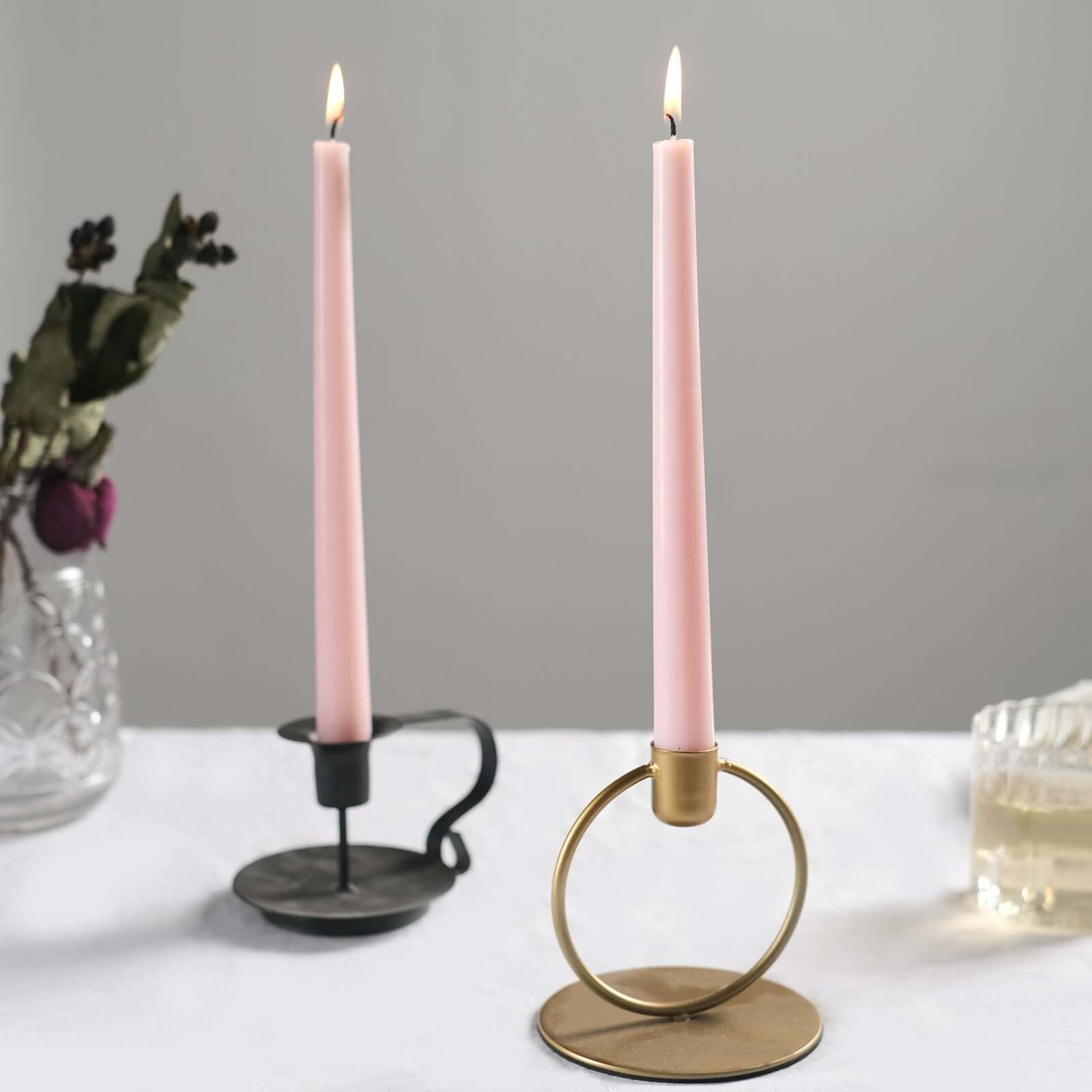 12-Pack Taper Candles Premium Wax Design Blush - Unscented Candles for Upscale Settings 10"