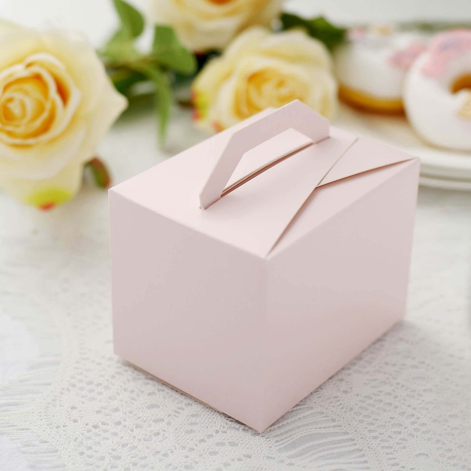 100 Pack 4"x3"x3" Blush Tote Party Favor Candy Gift Boxes