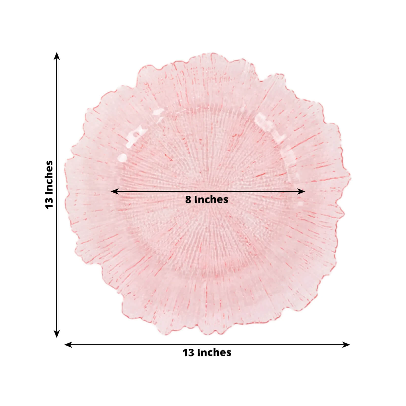 6-Pack Acrylic Plastic Round Charger Plates 13" in Transparent Blush with Reef Design, Dinner Charger Tableware