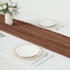 Gauze Cheesecloth 10ft Table Runner Cinnamon Brown - Rustic Boho Style