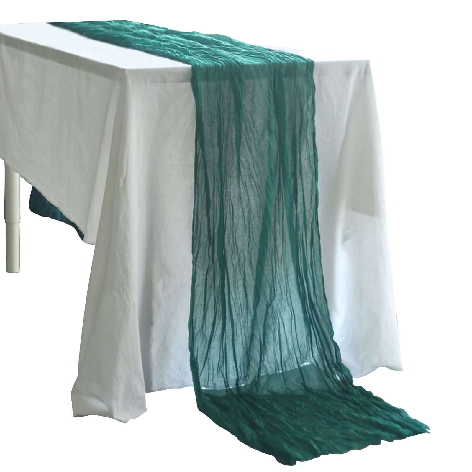 Gauze Cheesecloth 10ft Table Runner Peacock Teal - Rustic Boho Style